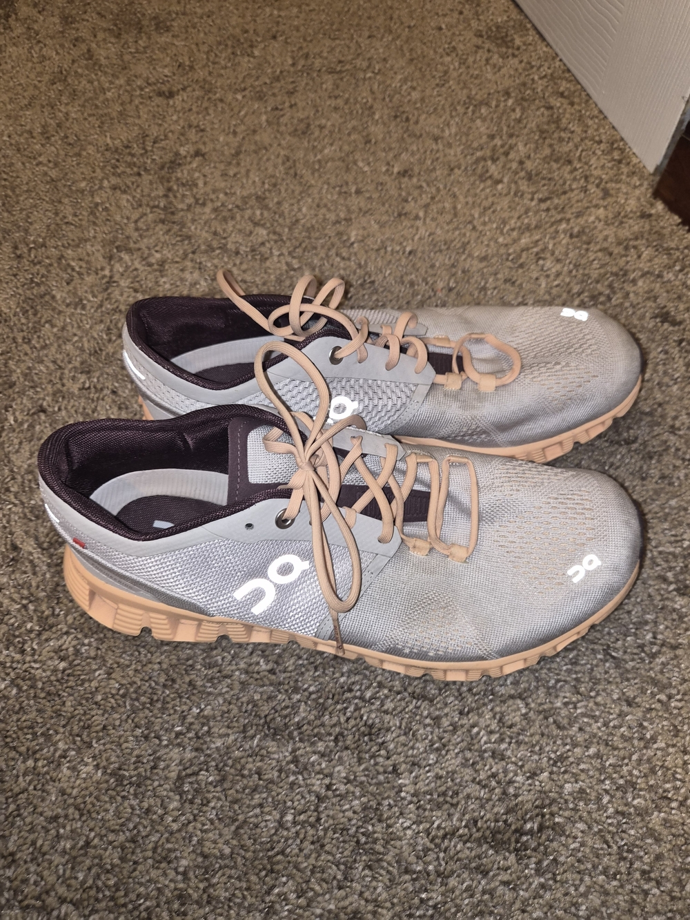 ON Cloud Running Shoes in Light Gray with Peach Soles